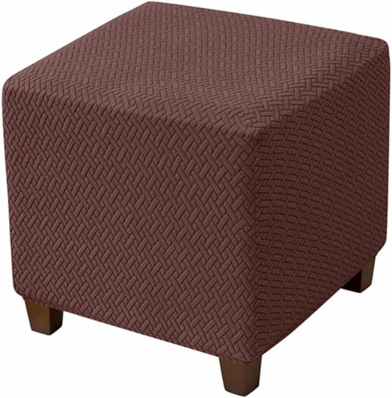 10pcs Universal Ottoman Stool Cover Stretchable T-Shaped Pattern Sofa Footrest Slipcovers Elastic Band Soft Jacquard for Living Room,Bedroom(Coffee)
