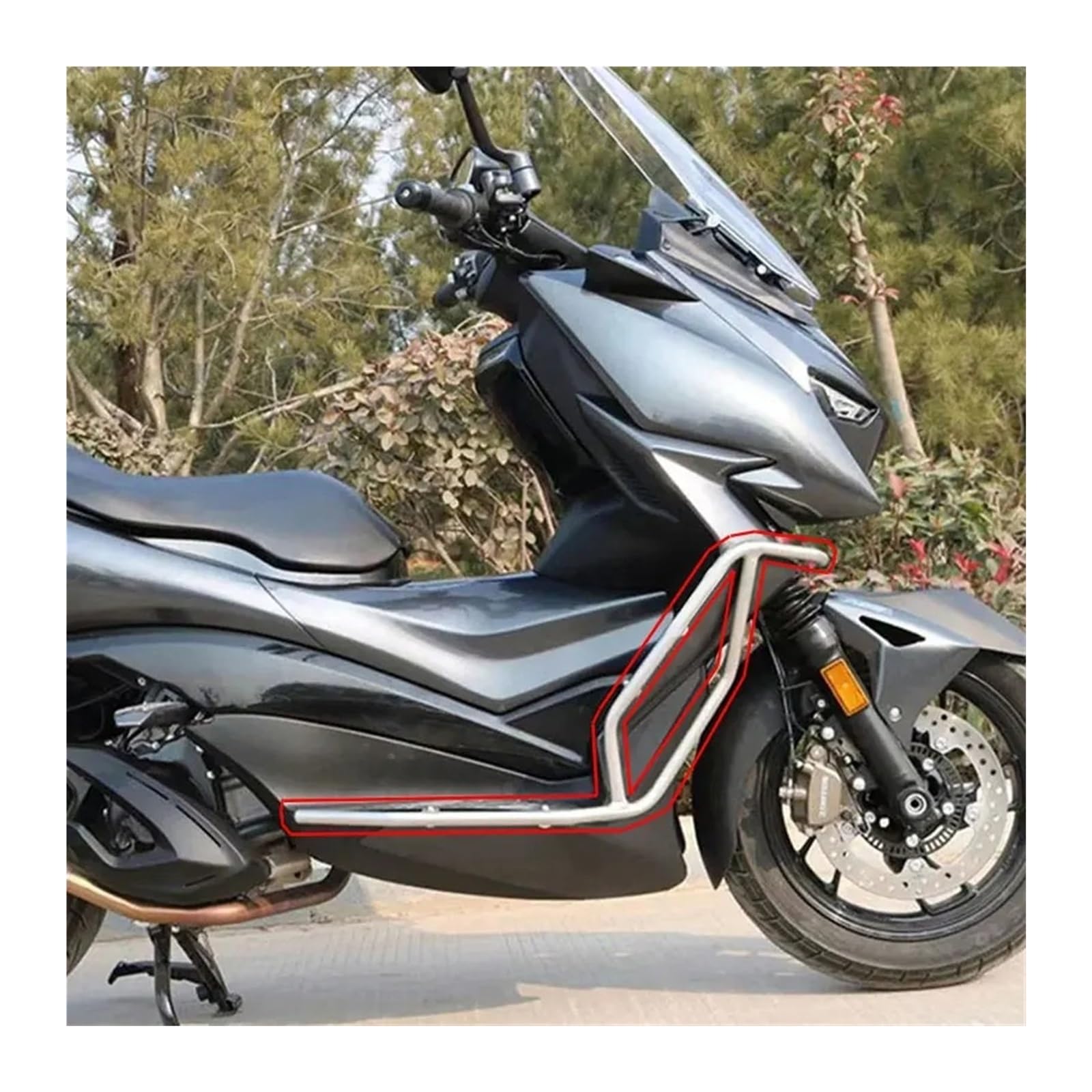 Motorrad Stoßstange Für Zontes 350E 368E Für ZONTES 350 E 368 E Motorradzubehör Motorschutzbügel Autobahnsturzbügel Rahmenschutz Stoßstange Highway Crash Bar(Schwarz)