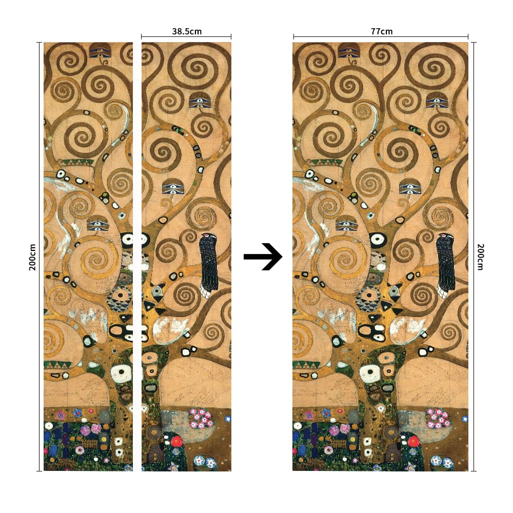 Adesivi Murali Per Porte Interne Legno, Adesivo da parete Decalcomania per camera da letto Home Decor Impermeabile, Aggiornamento in vinile Premium rimovibile, Klimt pittura a olio albero della vita