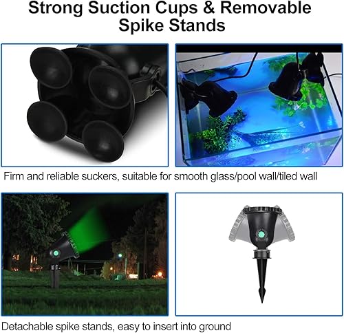 Miniatura 2 de Luz de estanque con control remoto de temporizador, 36 LED, luz de fuente para exteriores, ángulo ajustable, foco anfibio, luz subacuática