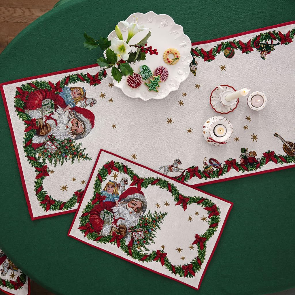 Villeroy & Boch, Toy's Fantasy tapestry runner XL, 49 x 143 cm, cotton and polyester table runner with festive Santa pattern - Image 2