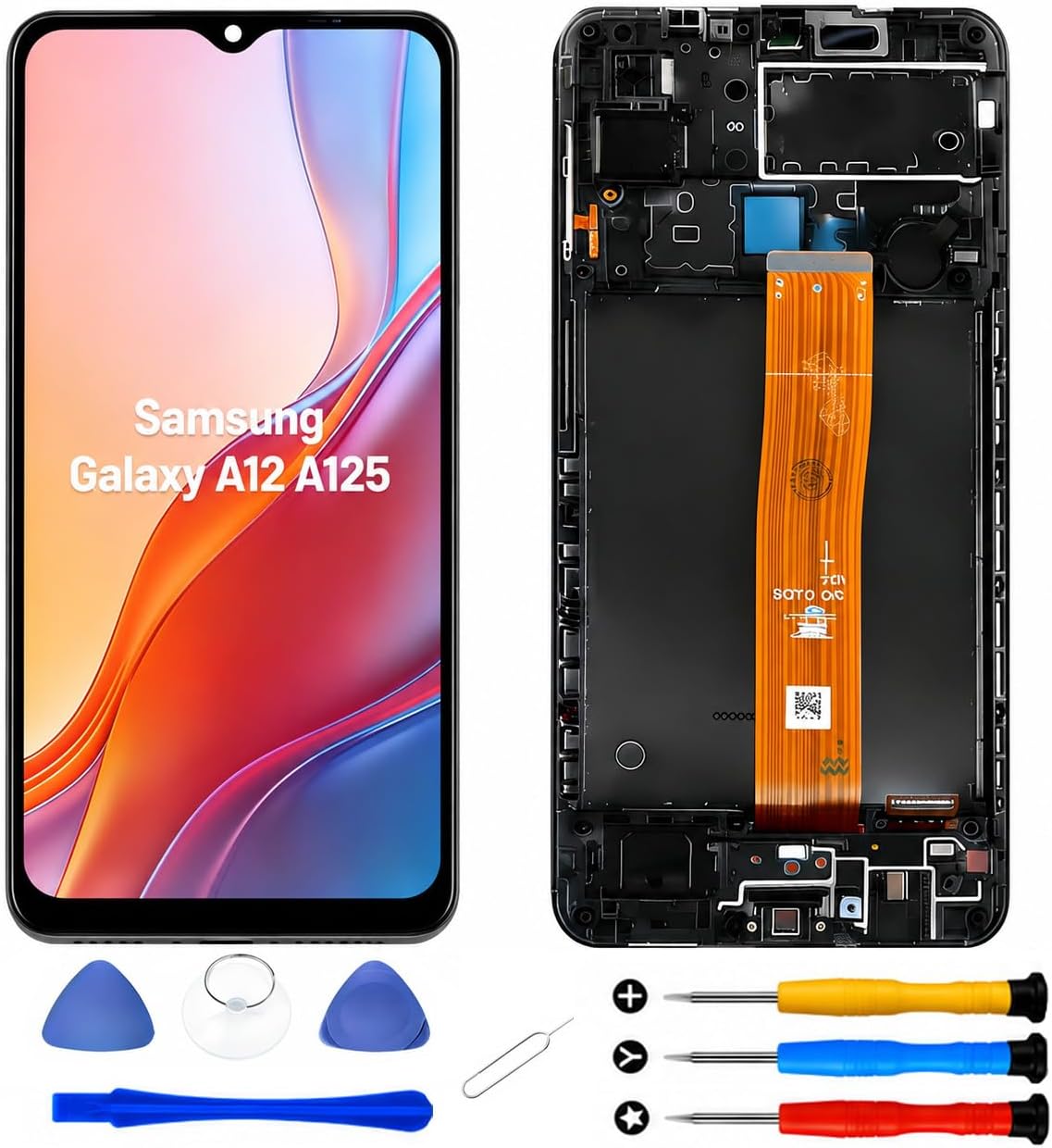 For Samsung Galaxy A12 Screen Replacement For Samsung A12 LCD Screen A125 LCD Display SM-A125F Touch Digitizer SM-A125M Assembly With SM-A125U,SM-A125N,SM-A125W Repair Parts Kits(Black With Frame)