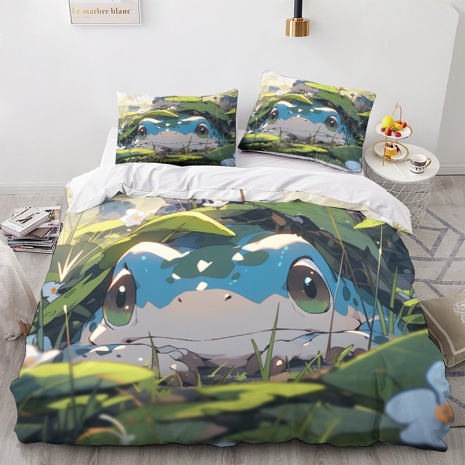 Housse de couette 200x200cm grenouille hypoallergénique et facile à repasser