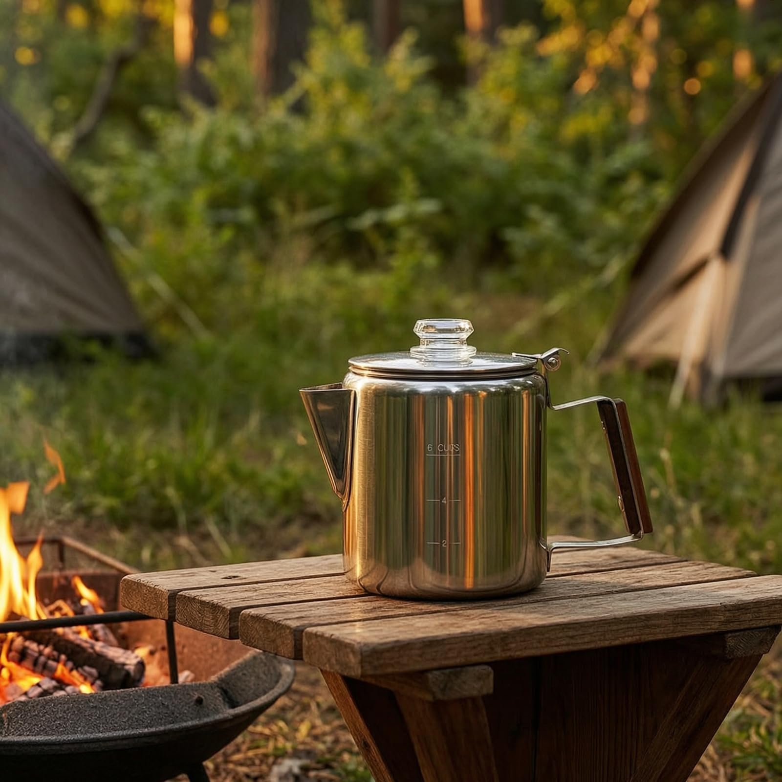 Kaffeekanne mit griff skaliert Kaffeekanne mit Sichtfenster aus rostfrei Kaffeezubehör für Garten, Silber, 9 Tassen