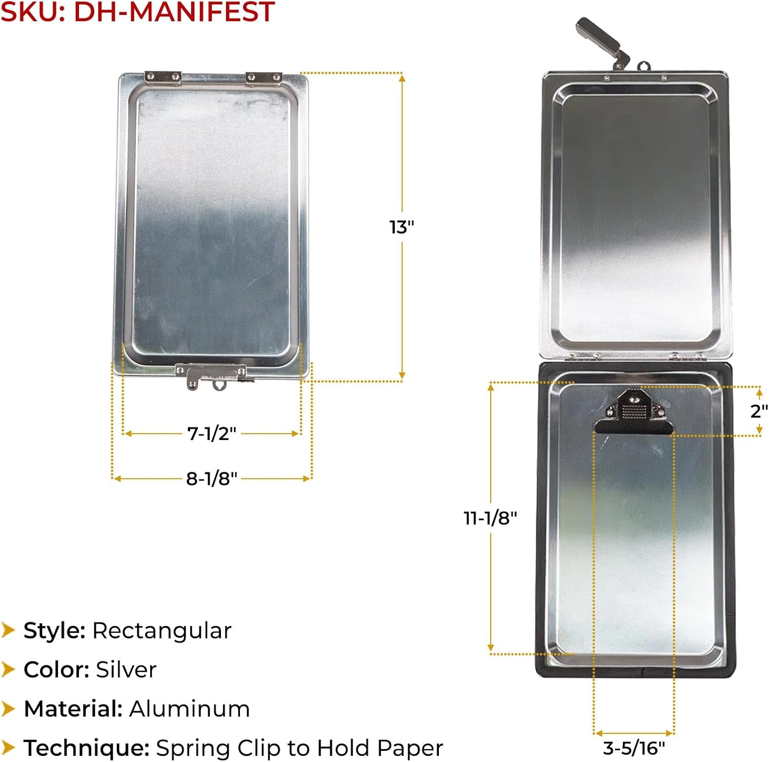 Mytee Products (4 Pack Aluminum Manifest Box w/Stainless Steel Hinge & Latch Closure - Lightweight & Waterproof Trailer Manifest Documents Holder Box