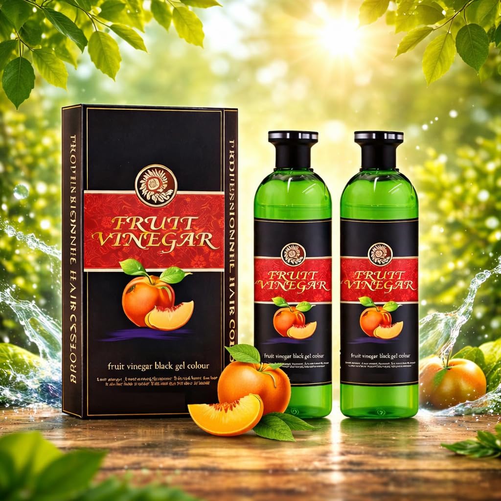 FRUIT VINEGAR Ammonia Free 10 Minutes Hair Color Colour Gel 800 ML Black/Natural Black-picture-10