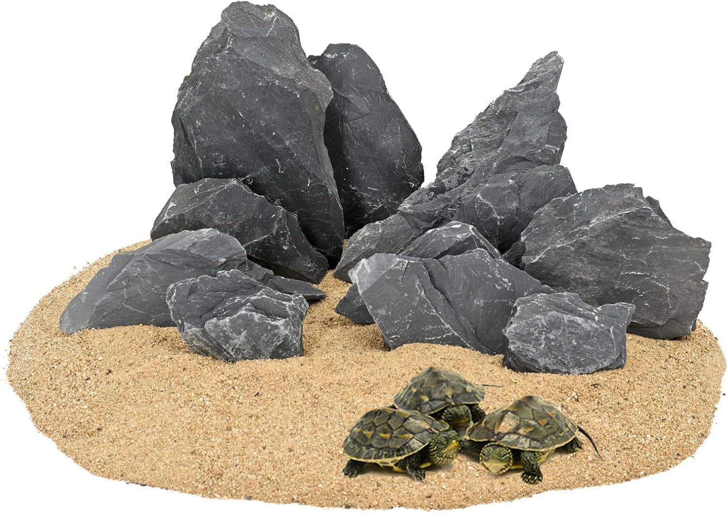 Natural Slate Stone Rocks 2 to 8 inch Aquariums Stone for Aquascaping,Terrariums, Reptile Enclosures,Paludariums,and Gardens-20lb