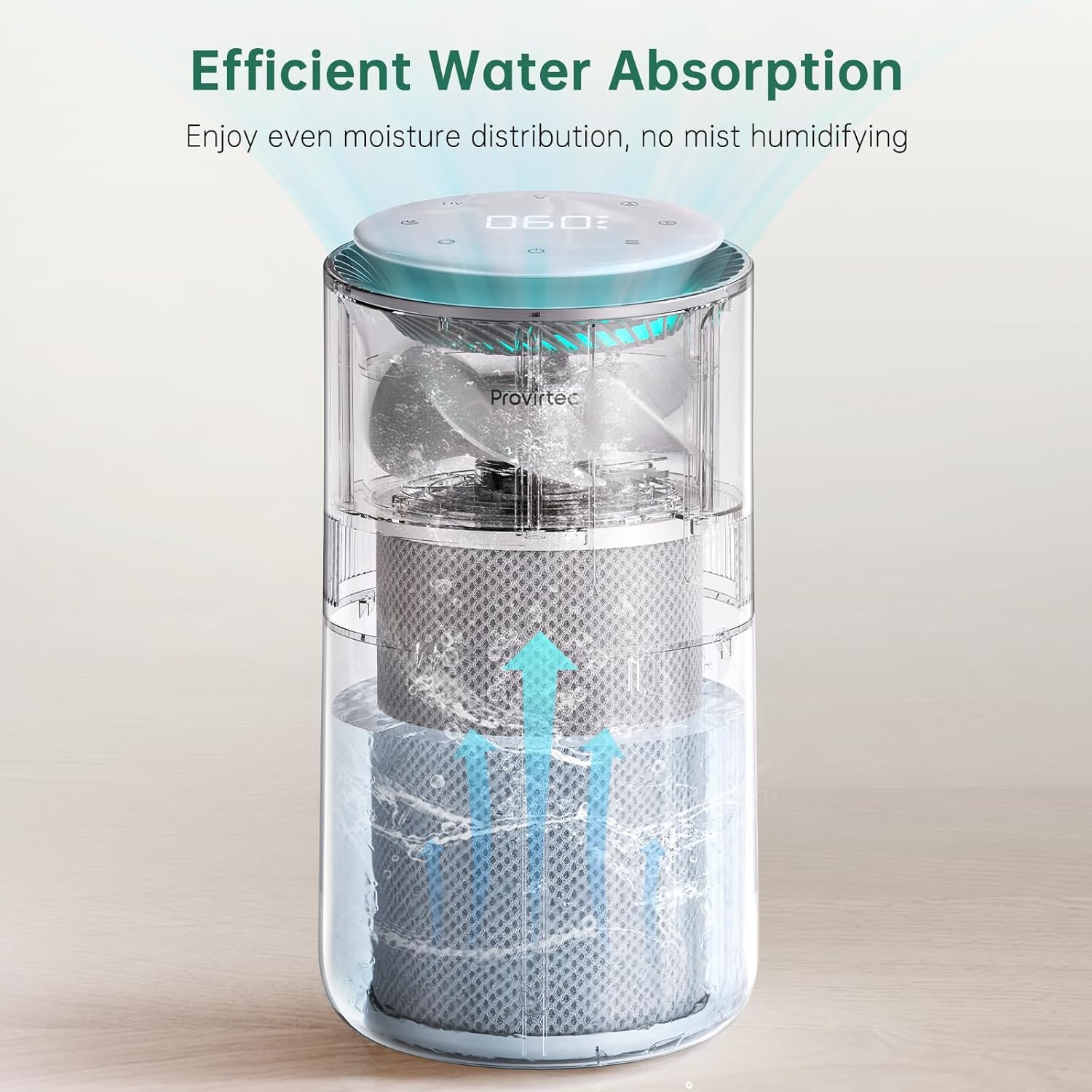 Bundles-2 items: Provirtec MistFree Evaporative Humidifier + 1 Pack Official Replacement Filters