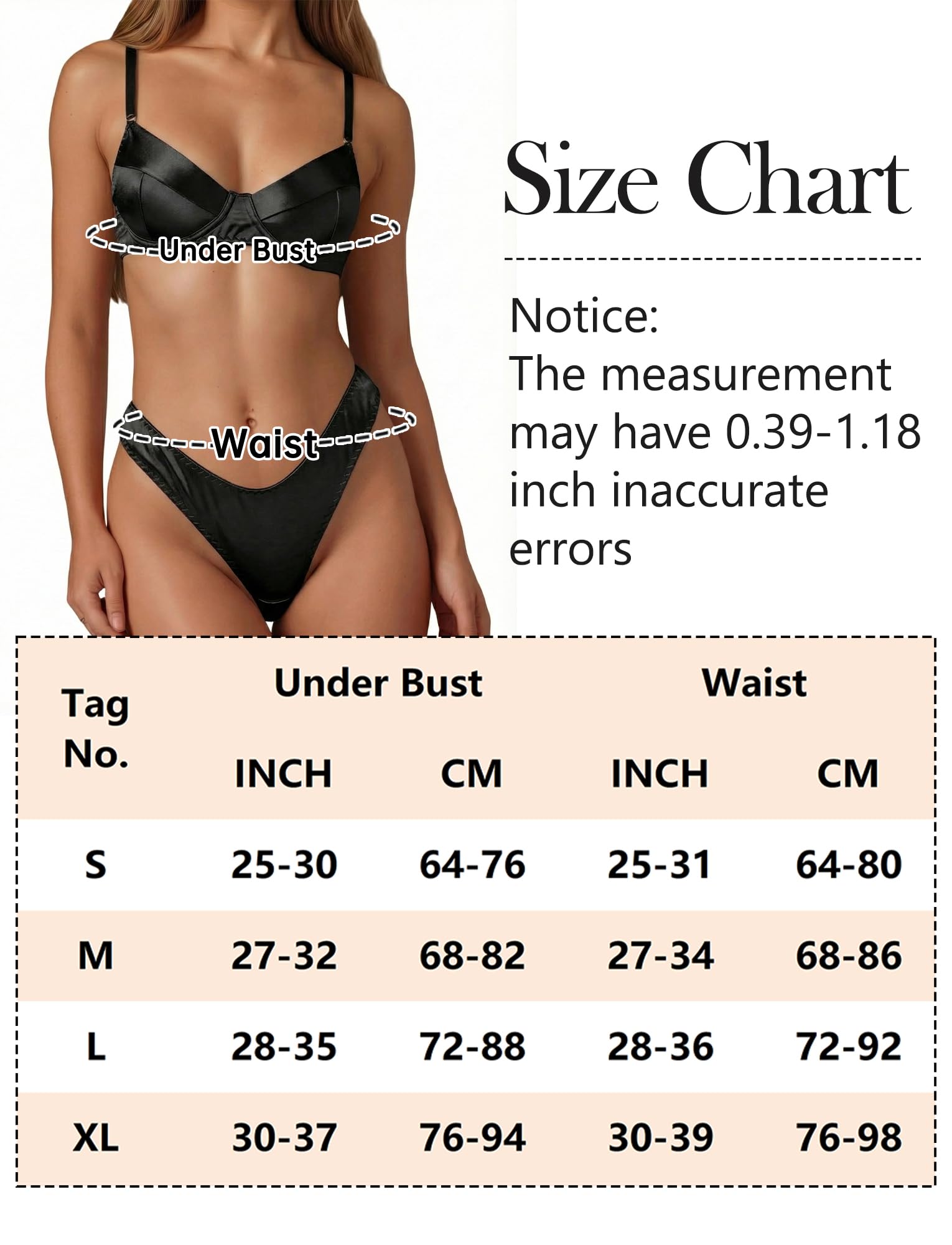 SEAUR Damen Satin-Dessous-Set Sexy Unterwäsche-Set Ohne Polsterung Unterwirkter BH mit String 2-teilig