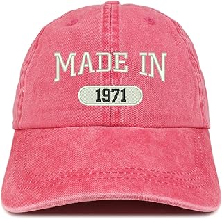 Trendy Apparel Shop Made in 1971 Embroidered 52nd Birthday Washed Baseball Cap - Red
