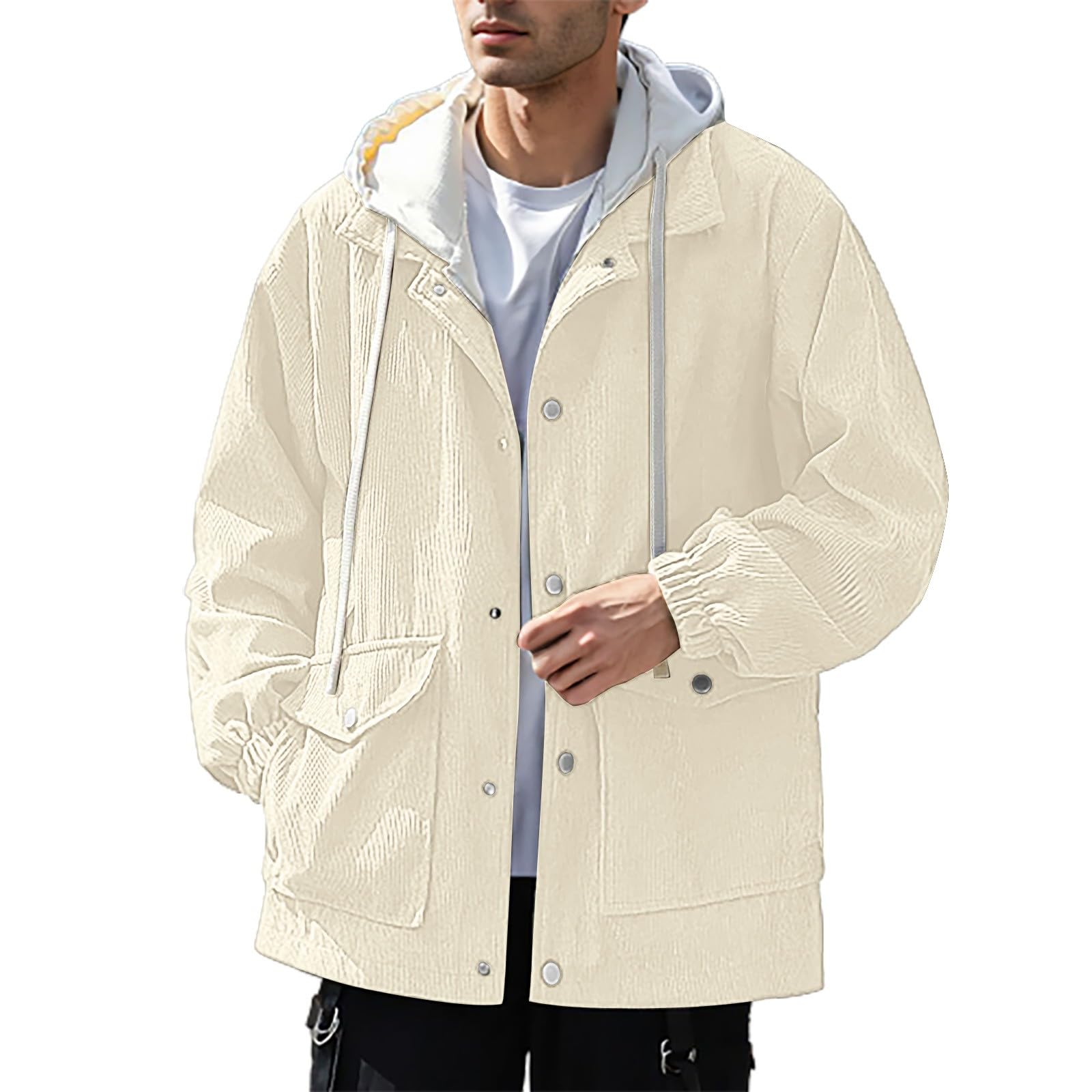 Jacke Herren Kentkragen Cordjacke Herren Corduroy Trucker Jacket Kurze Jeansjacke Herren Winter Übergangs Vintage Winterjacke Bikerjacke