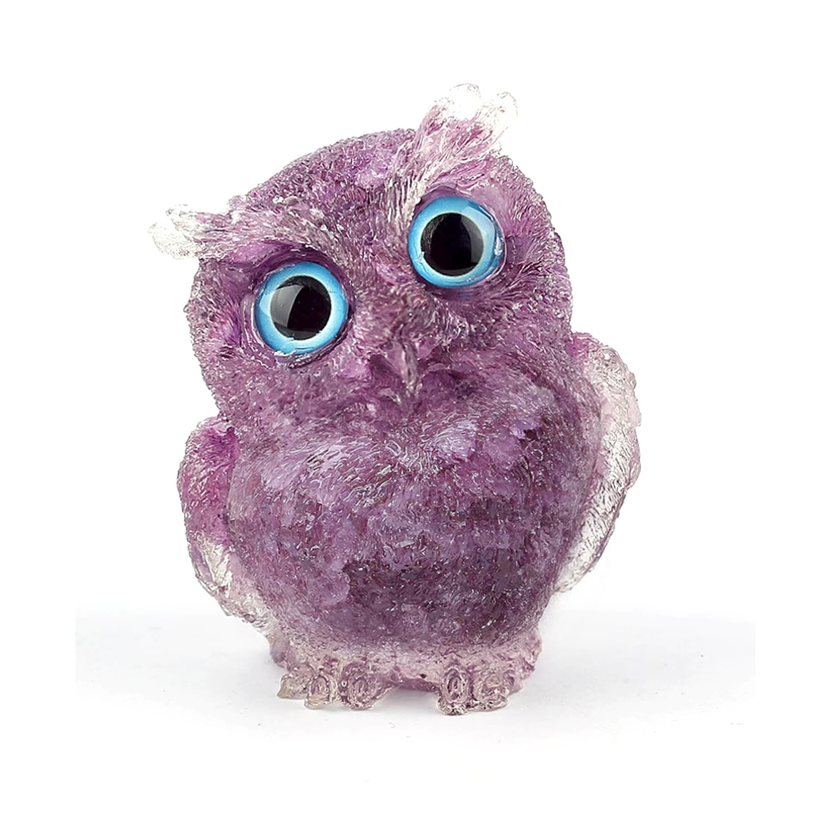 OwMell Owl Statue Tumbled Stone Gemstone Owl Figur...