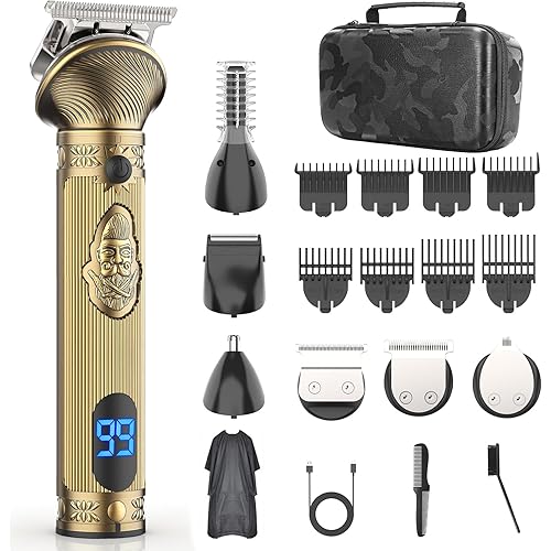 Beard Trimmer for Men, Travel Electric Shavers for Men with Case, Cordless Hair Clipper, Mens Grooming Kit for Mustache Body Nose Face - 180 Mins Shaving, Gifts for Him & Father