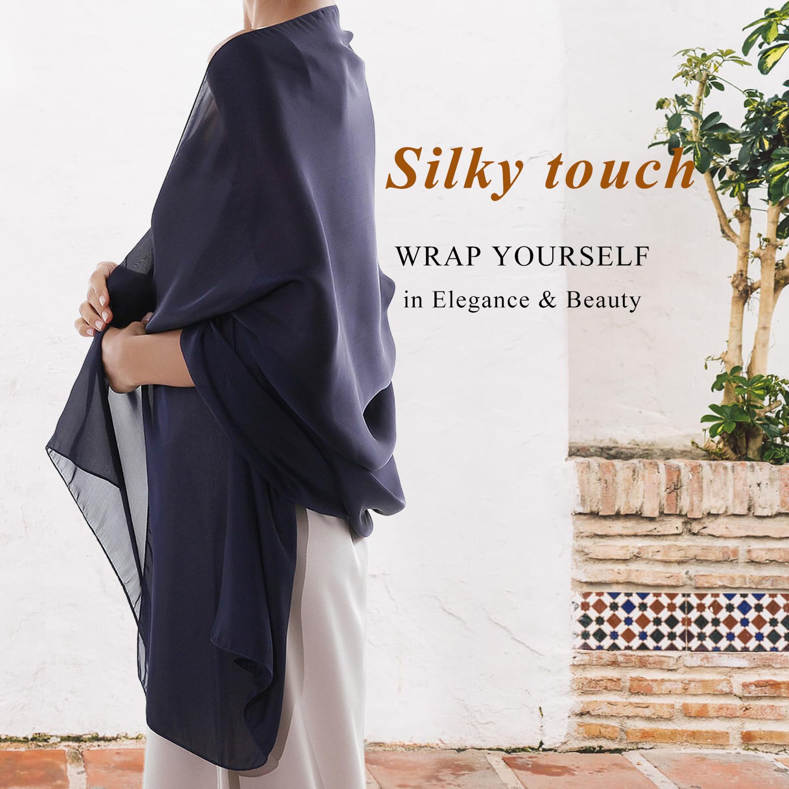 RIIQIICHY Foulard Sciarpa Seta Donna Pashmina Stola Scialle Cerimonia Abito da Sera Elegante Sposa