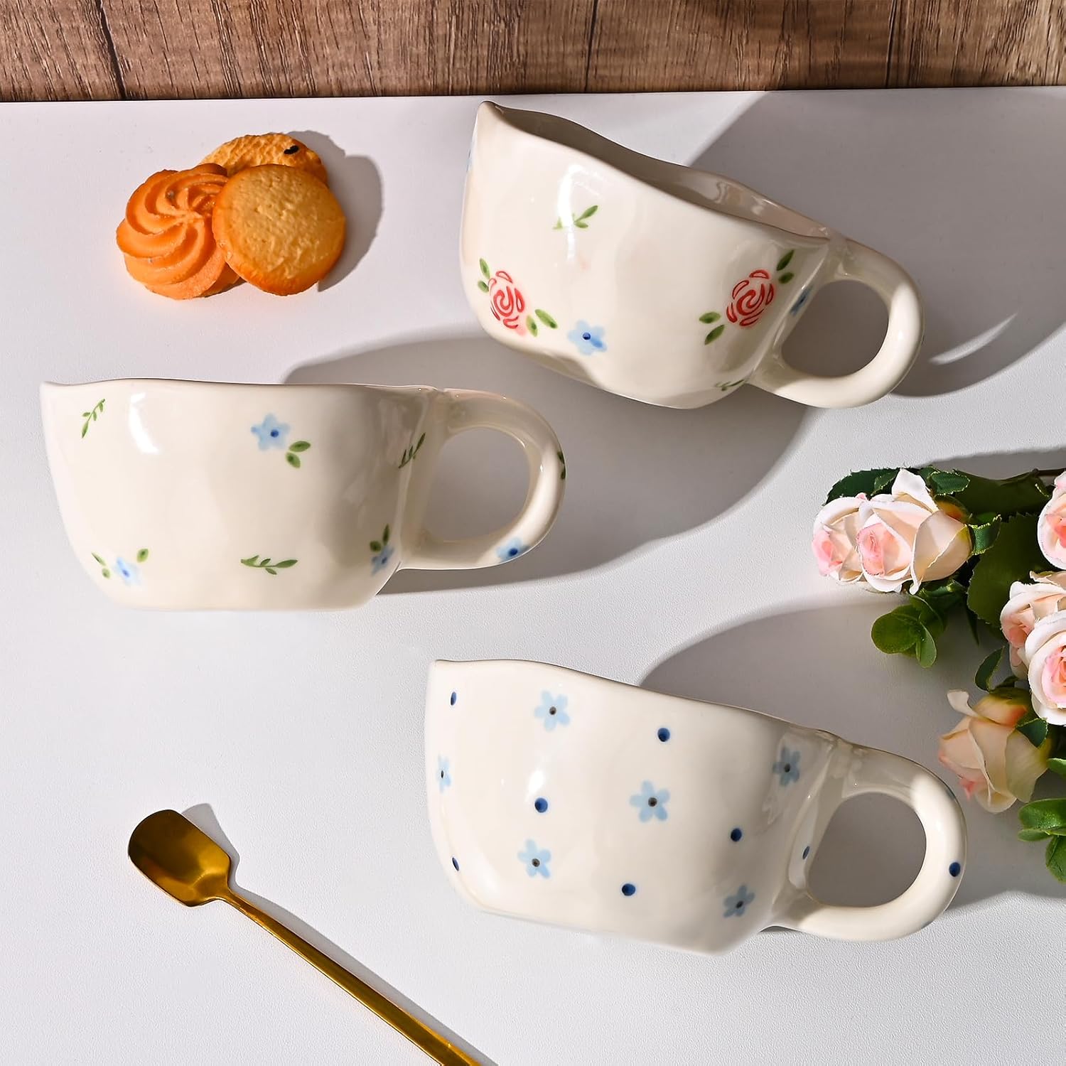 Koythin Ceramic Coffee Mug, Handmade Hot Chocolate Mugs, Cute Cup for Girl Women, Aesthetic Tea Milk Cup with Handle, 8.5 oz/250 ml for Latte, Cocoa, Office, Home (Cute Bow) - Image 6