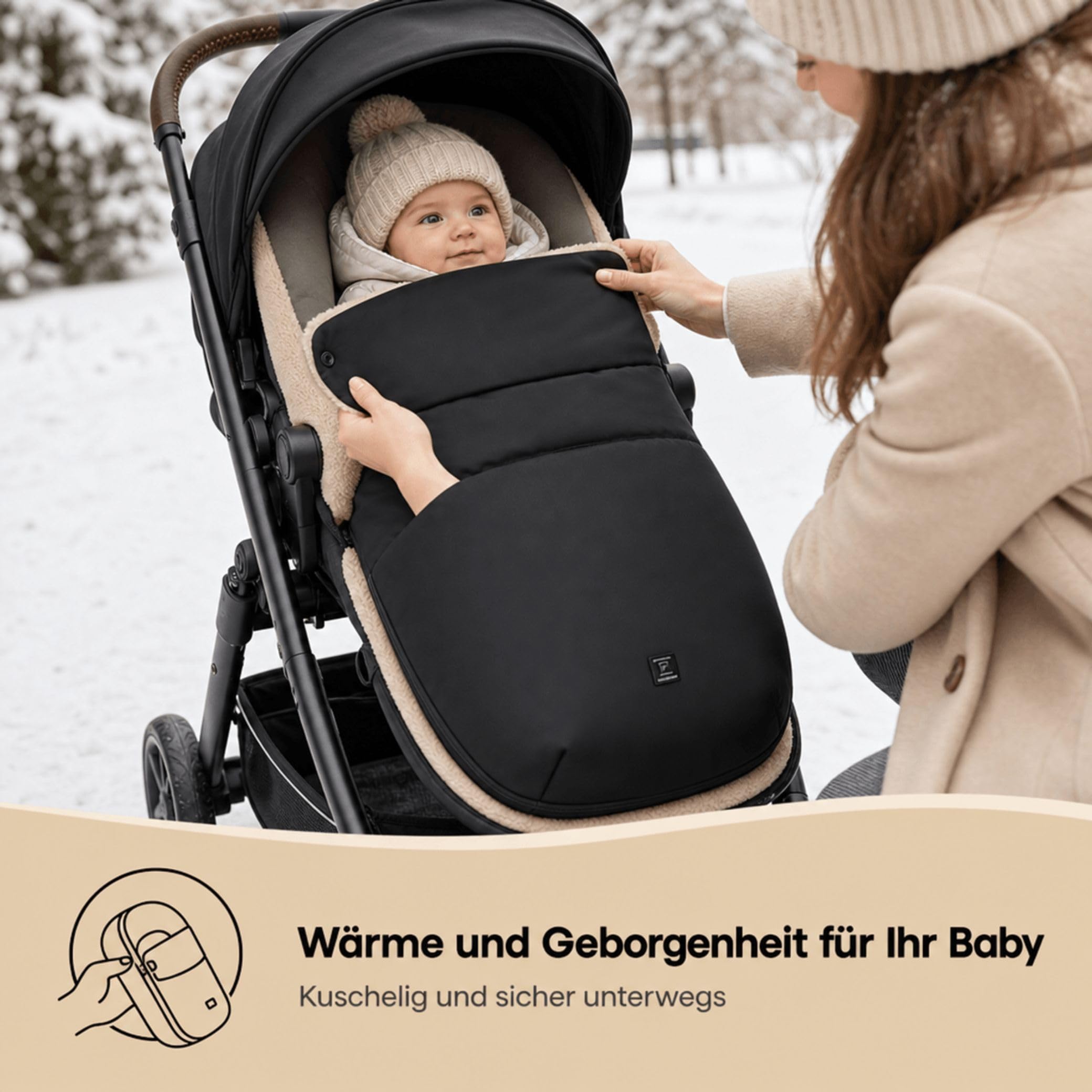 Moon Premium Baby Fußsack 96x40 cm & Windel Blaubaer | Warmer Winterfusssack herausnehmbares Teddy Fell, waschbar | Universal Kinderfusssack Für Kinderwagen Buggy | Ideale Wärmeisolierung ab Geburt
