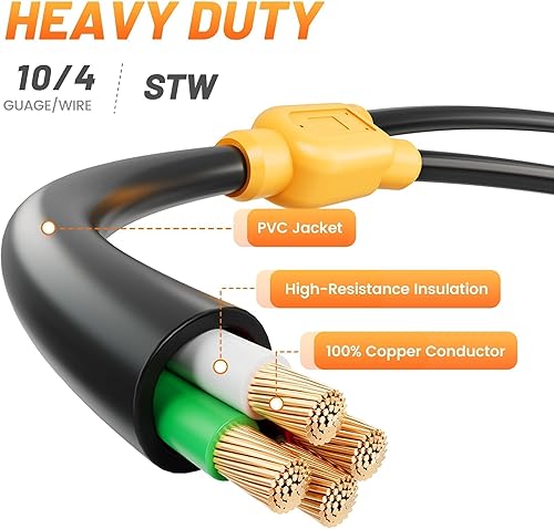 Miniatura 8 de MECMO Secador de 4 clavijas y 30 amperios, divisor en Y a cargador EV, NEMA 14-30P a 14-50R y 14-30R Cable adaptador de corriente de doble salida de