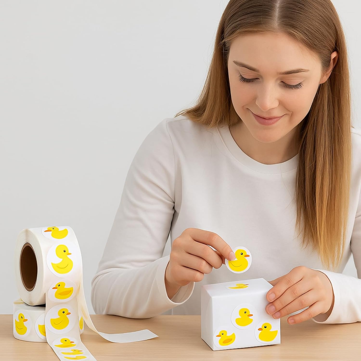 1000 Pcs Duck Stickers Cute Rubber Yellow Duck Stickers Decoration for Birthday Party Favor Bags Water Bottle Notebook Decorations, 1.5 Inch