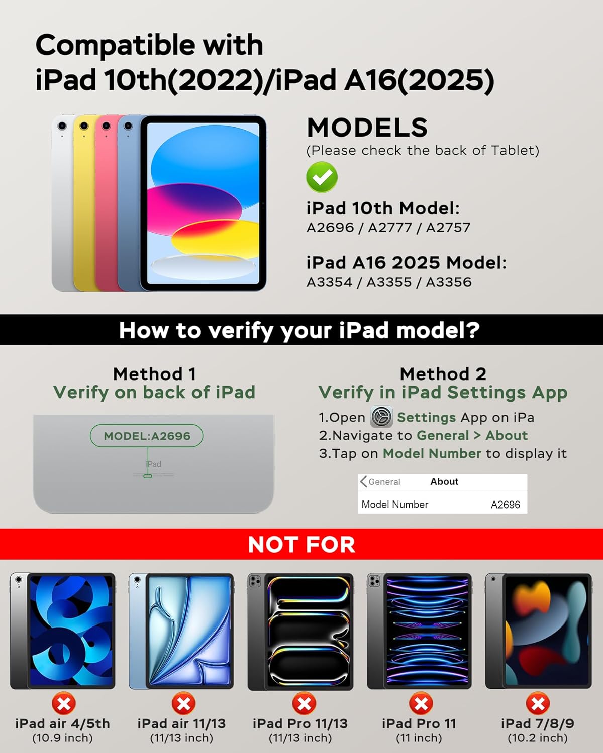 for ipad A16 Case with Keyboard and Mouse, Stand Folio Cover with Pencil Holder for 11th Gen 2025 11 inch/10th Gen 2022 10.9 inch, Magnetic Detachable Wireless Keyboard with Mouse, Black - Image 2