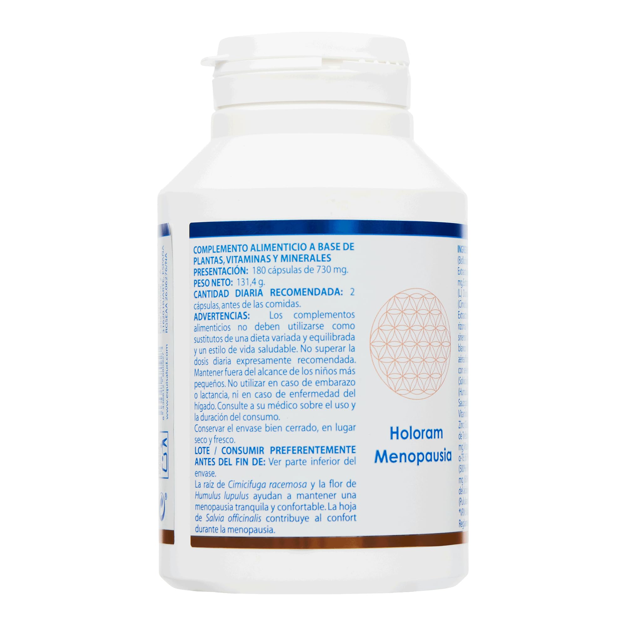 Holoram Menopausia Equisalud – 180 Cápsulas Vegetales – Complemento Alimenticio con Extractos Vegetales, Vitaminas y Minerales