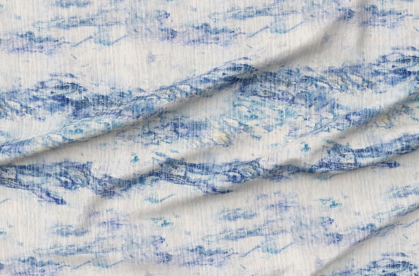 Spoonflower Fabric - Ocean Waves Abstract Marble Coastal Nautical Landscape Painting Printed on Petal Cotton Fabric Fat Quarter - Sewing Quilting Apparel Crafts Decor