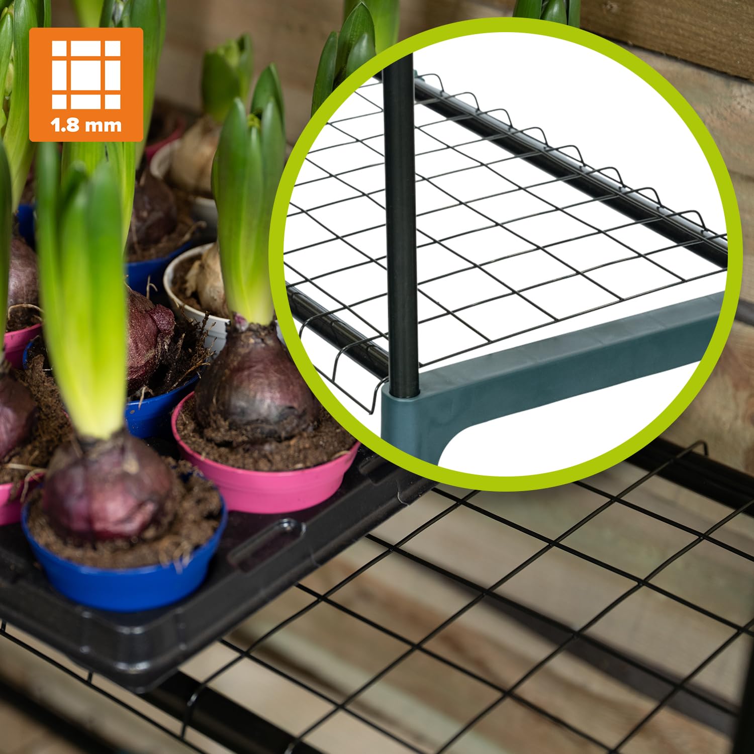 Pflanzenregal - Gartenregal - Lageregal - Blumenständer Metall - Drahtgitterböden - Frühbeet - Leiterregal GRO, 90x30x106, 2 Stück, grün - Pflanzenständer für Gewächshaus Balkon