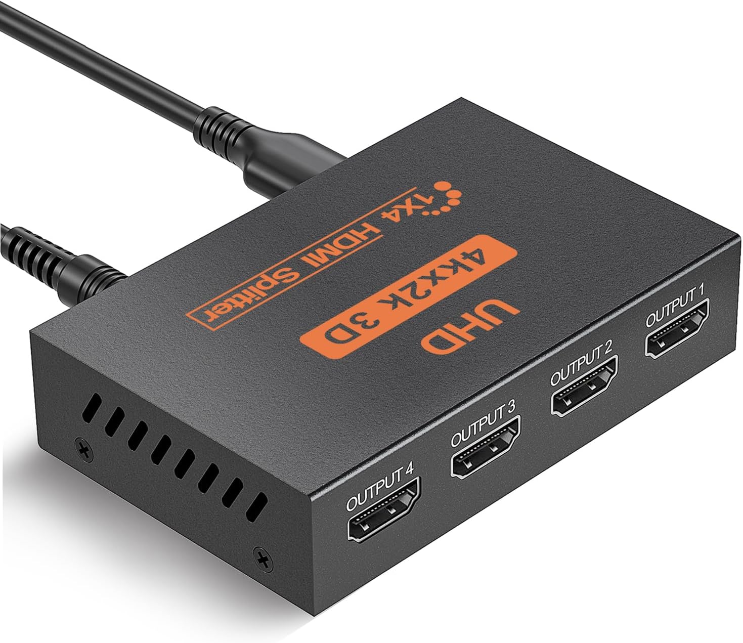 HDMI Splitter 1 in 4 out, 4K Splitter for 4 Monitors, 4 Way HDMI Distribution, Multi Adapter for PC, Laptop, HDTV, Projector,1 input 4 Outputs, Mirror Only, Not Extend