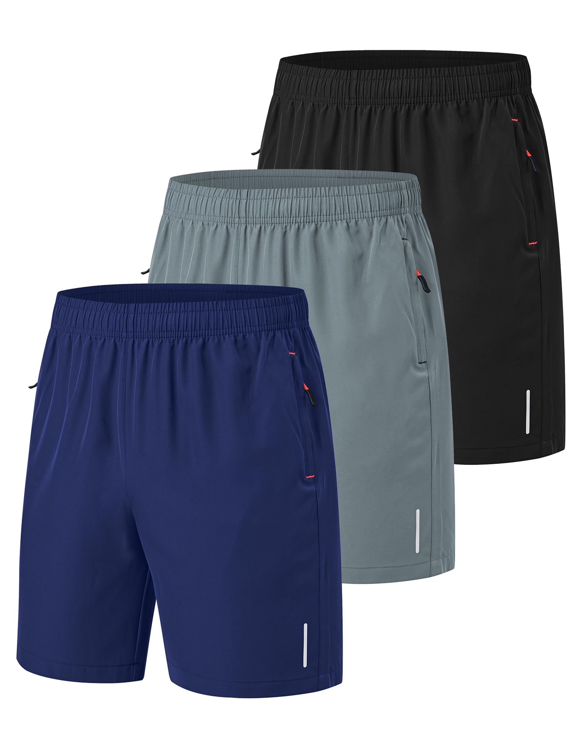 Zoofly 3er Pack Sporthose Kurze Herren Sommer Sport Shorts Mit Reißverschlusstaschen Elastische Fussball Fitness Tennis Hose Männer