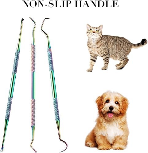 Miniatura 5 de 3 piezas de raspador dental y raspador de dientes de acero inoxidable de doble cabeza, herramienta de eliminación de tarter raspador de dientes