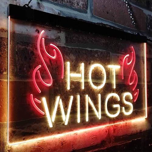 Miniatura 3 de ADVPRO Hot Wings - Letrero de neón LED de doble color, para tienda de comida rápida, color rojo y amarillo, 16 x 12 pulgadas, st6s43-i3154-ry