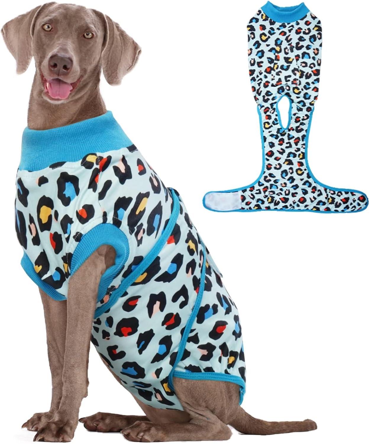 Kuoser Dog Recovery Suit for Dogs After Surgery,Professional Surgical Onesie for Female Male Dogs Spay Neuter,Soft Dog Surgery Suit Bodysuit for Abdominal Wounds Skin Disease,Blue Leopard 2XL XX-Large (Back: 24.8" - 29.5"; Weight: 70+ LB) Blue Leopard