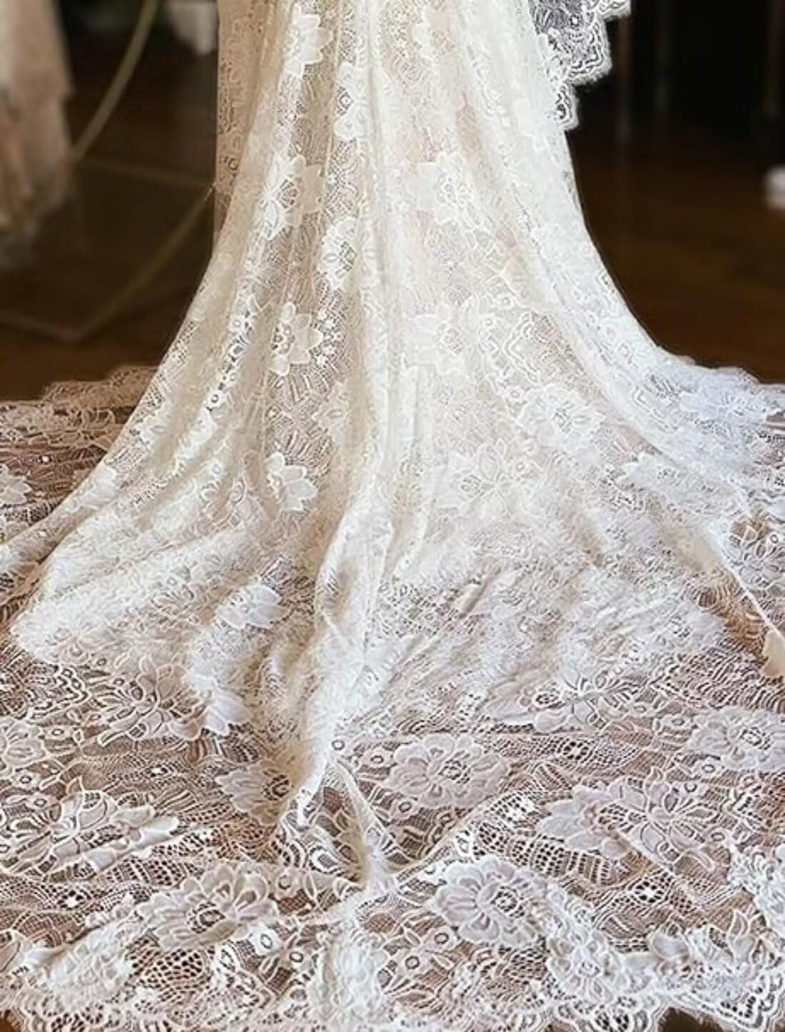 Mermaid Wedding Dresses for Bride V Neck Backless Lace Beach Bridal Ball Gown with Train Long