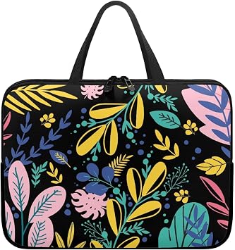 ENEN Laptop Bag 15 Inch, Waterproof Laptop Case 3D Leaf Laptop Sleeve, Laptop Bags for Women Men Laptop Handbags for Business, Office, School 10 ,Yellow Pink