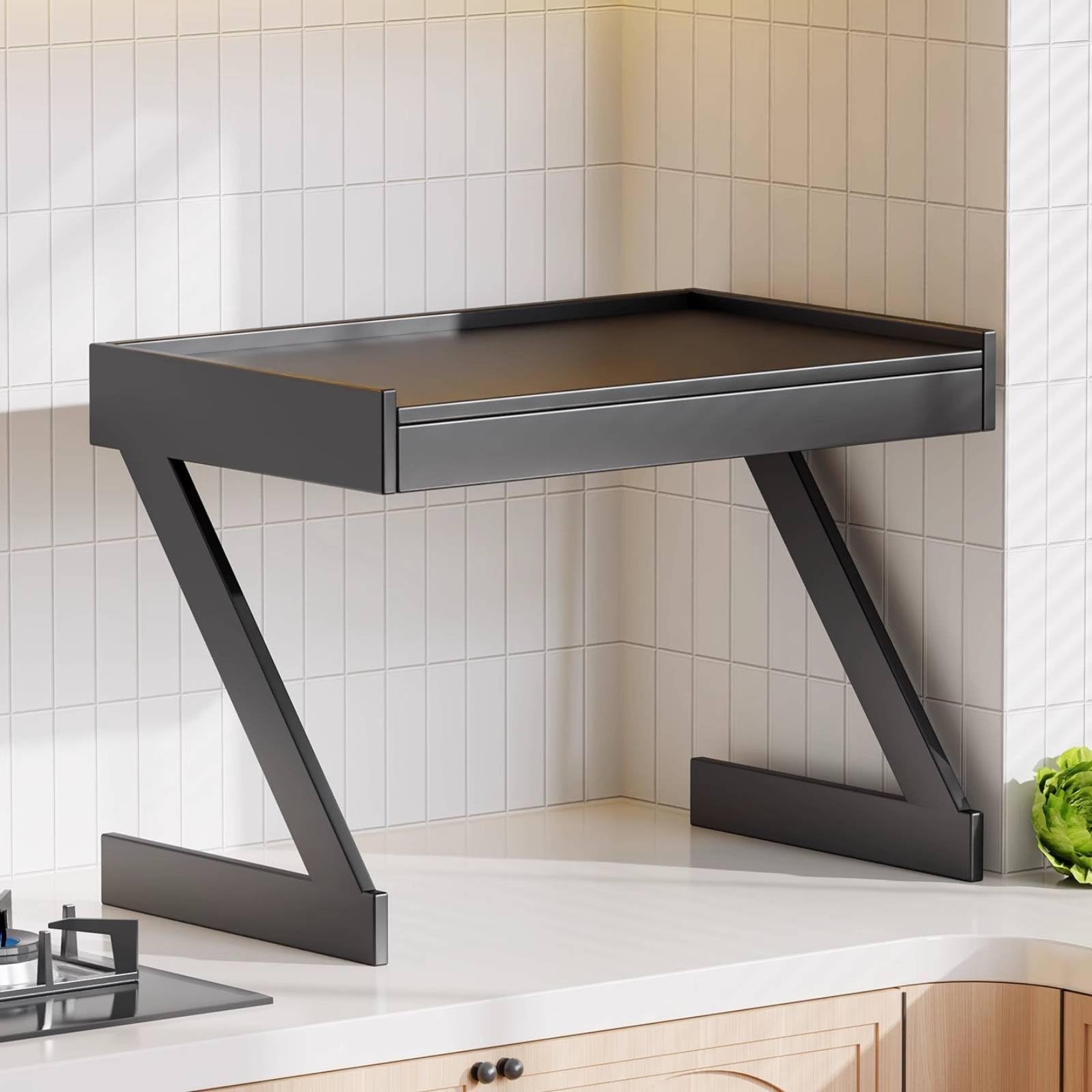 Estante de Microondas de Cocina Estante Organizador Repisa con Cajón Soporte para Horno Microondas Estructura de Acero al Carbono Diseño Vertical con, 50CM