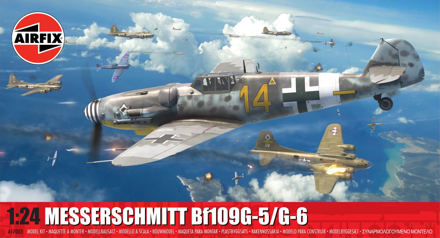 AIRFIX - A17003 Messerschmitt Bf109G-5/6 Plastikmodellbausatz für Erwachsene und Kinder ab 8 Jahren, Set enthält Spritzgussrahmen und Abziehbilder – Maßstab 1:72