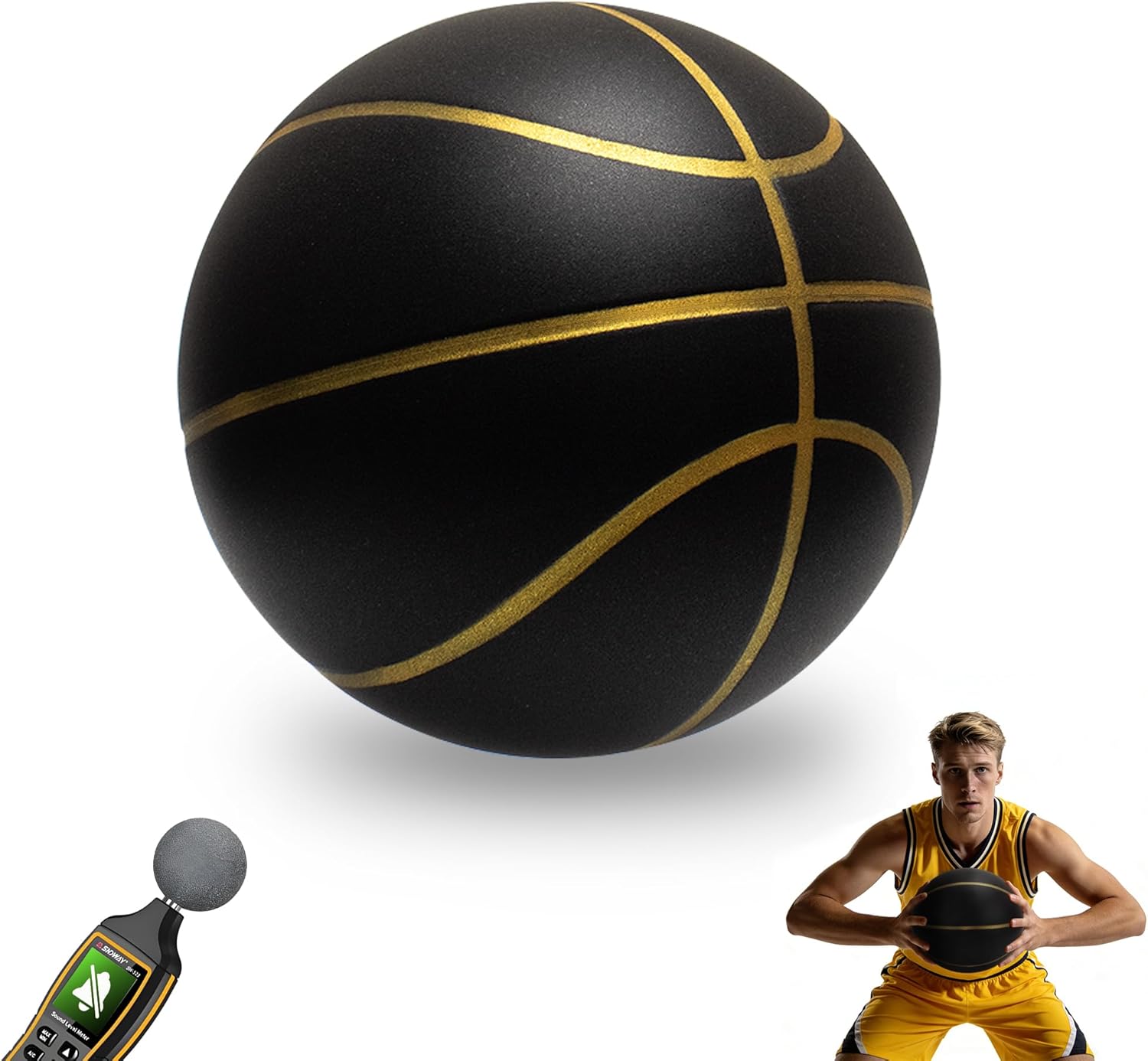Silent Basketball Size 7 (29.5"), Soft Foam Noiseless Basketball for Indoor Quiet Dribbling Training, Non-Vacuum Grooved Airless Bouncy Basketball for Youths Release Energy at Home