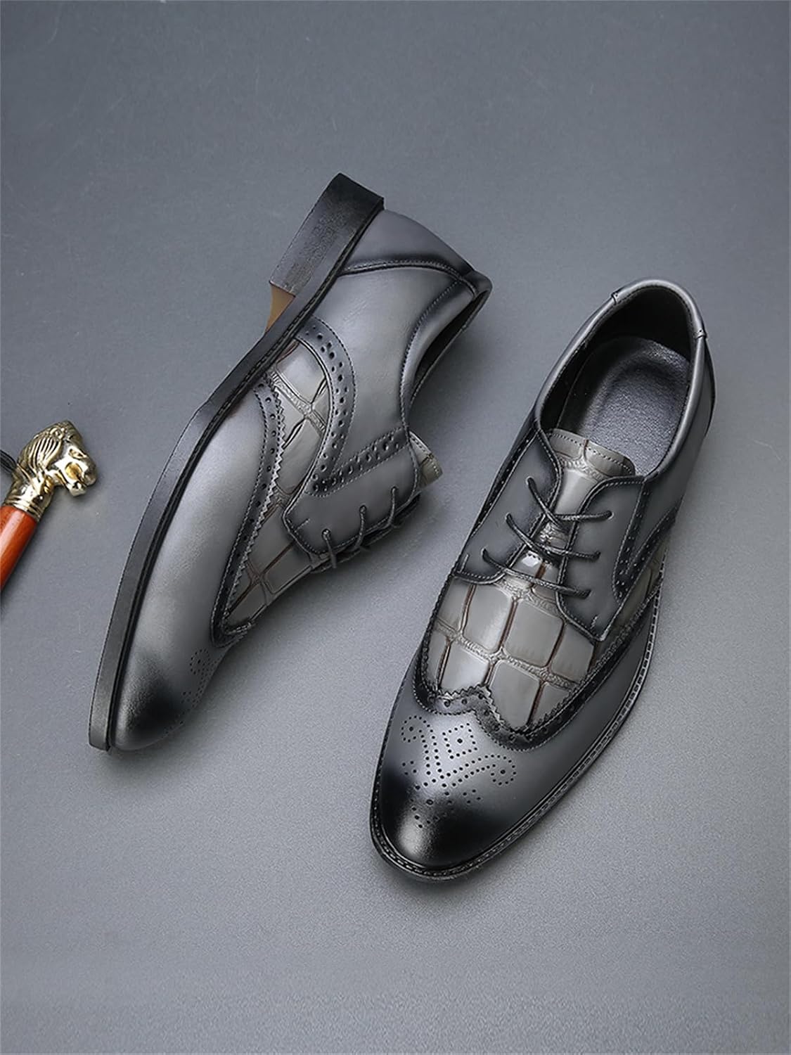 Men's Wingtip Brogues Business Casual Dress Shoes Modern Formal Lace Up Leather Oxfords