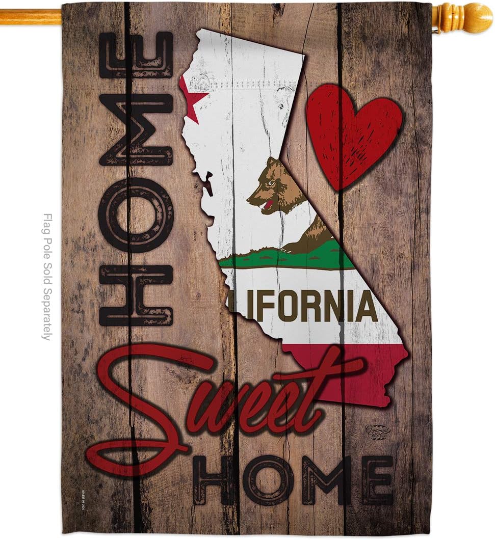State California Home Sweet House Flag Americana States USA American Territories Republic Country Particular Area Small Decorative Gift Yard Banner Double-Sided Made In 28 X 40