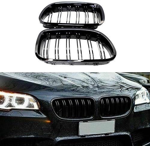 Parrilla frontal F10 F18 compatible con BMW 5 Serie F10 F11 F18 M5 2010-2017, (juego de 2 rejillas dobles negras brillantes) disponible en Yaxa Peru