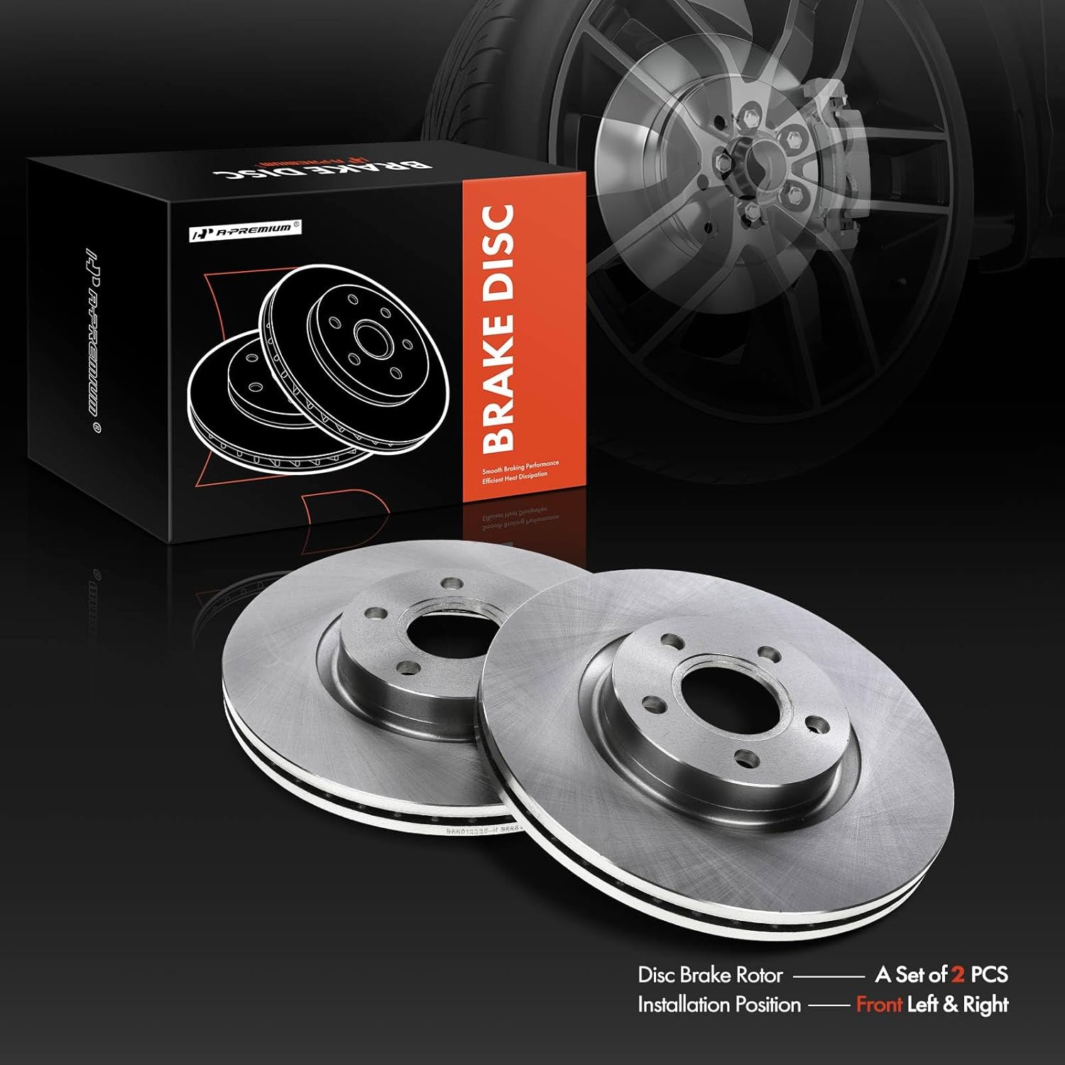 A-Premium 11.81 inch (300mm) Front Vented Disc Brake Rotors Compatible with Select Ford and Volvo Models - Escape 2013-2019, C-Max 2013-2017, C30 2007-2013, C70 2006-2012, S40 2004-2011 V50, 2-PC Set