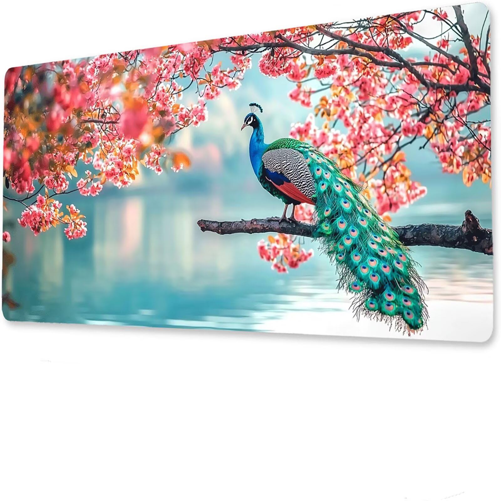 Podkładka pod mysz pawia matowa, podkładka pod mysz do gier XXL 1200 x 600 x 5 mm, podkładka na biurko dla graczy, bardzo duża bezszwowa mata na stół dla graczy, antypoślizgowa podstawa, wodoodporna