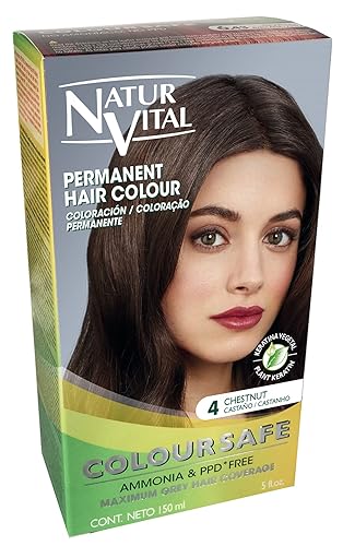 Tinte permanente para el cabello, color permanente para el cabello. Sin color, sin amoníaco, resorcinol, parabenos o PDD. (4 cabellos castaños)