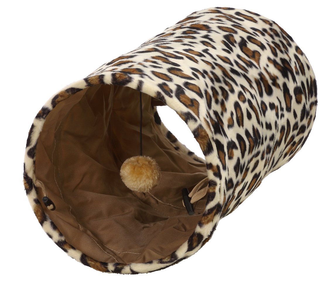 Dehner Leo Túnel para Gatos, diámetro de 25 cm, Longitud de 50 cm, poliéster/Metal, Color marrón