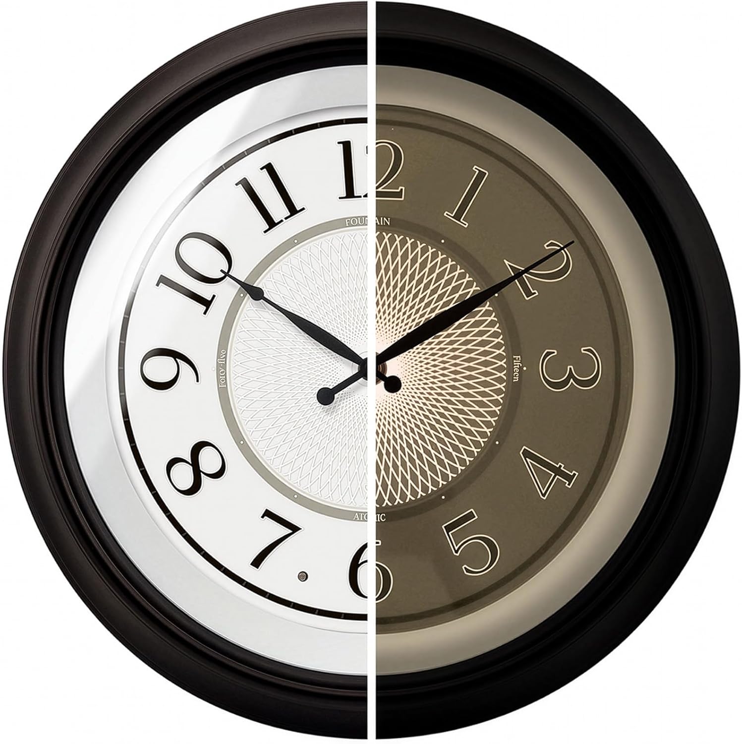 Galaxy 18 Inch Luminous Atomic Wall Clock with Night Light, Illuminated Wall Clock with Smart Sensor to Turn on/Off LED Light, Oil Rubbed Bronze Finish