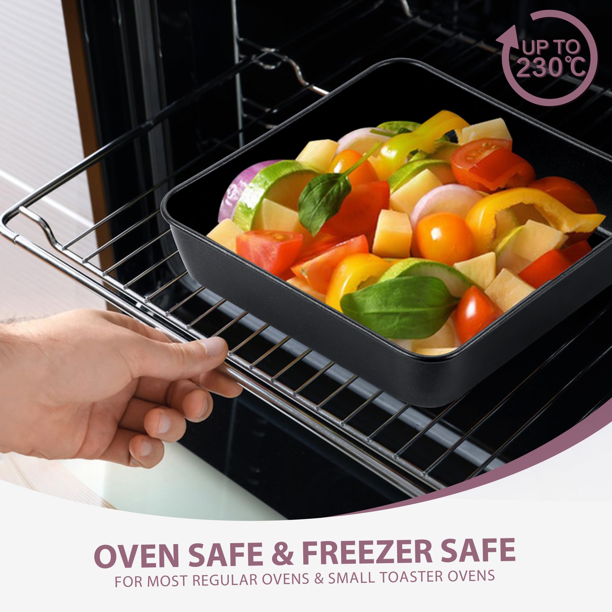 Joyfair Moule à gâteau carré de 20 cm en acier inoxydable avec surface antiadhésive, idéal pour la cuisson et la cuisson du pain, des lasagnes, des brownies, de la viande, facile à démouler et à