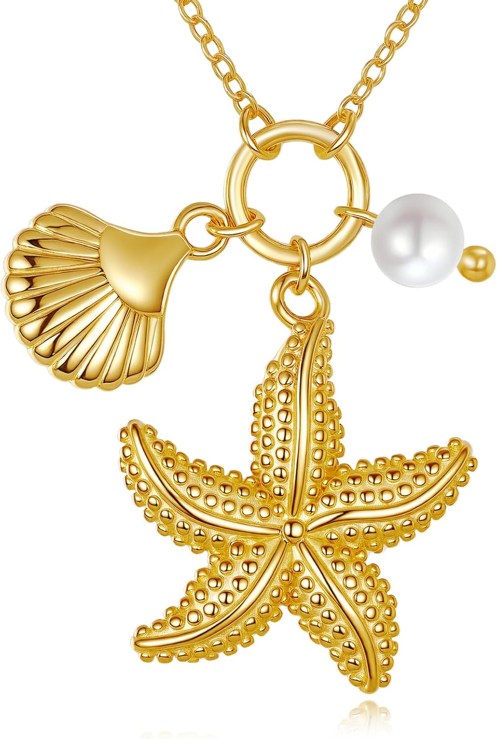 Starfish Necklace 925 Sterling Silver Starfish Pendant Necklace Beach Jewelry Gifts for Women