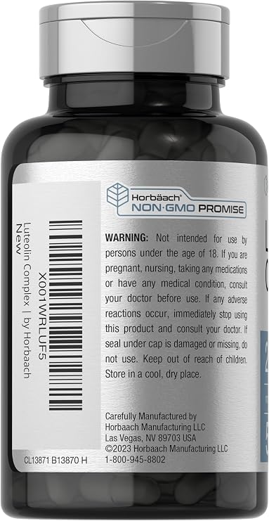 Horbaach Luteolin Supplement | 200mg | 50 Capsules | Complex with Rutin | Vegetarian, Non-GMO & Gluten Free