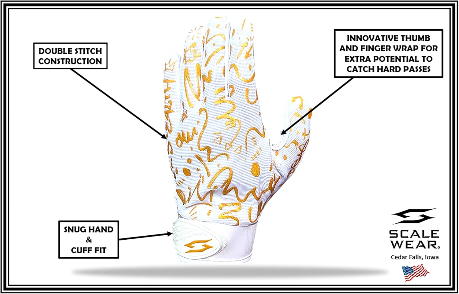 Stealth Beast Football Receiver Gloves - Tacky Sticky Grip Skin Tight Adult Pro Elite Super Performance Youth Man Boy Men Sizes