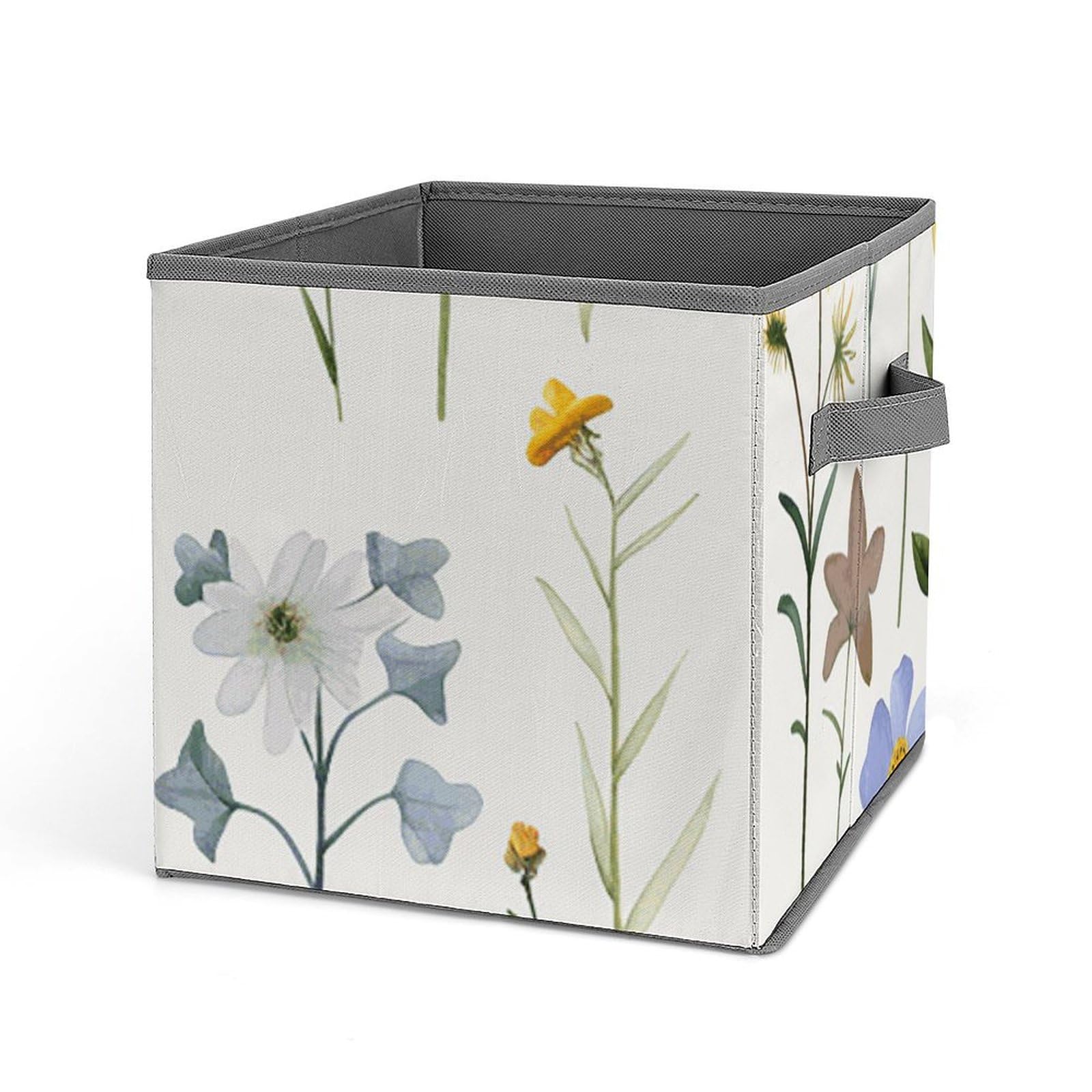 Boite de rangement pour placard pliable tissu motifs fleurs colorees