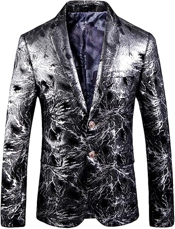 OUYE Uomo Argento Casuale Slim Fit Capispalla Blazer Luxury Giacca Large :  Amazon.it: Abbigliamento